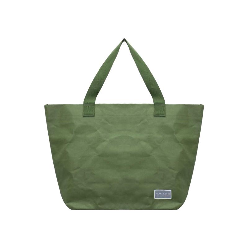 [PAPER\u0026amp;SONS] クラフトペーパーショッパーバッグ FSC証明手工芸品紙製 ＦＲＧ製 撥水 軽さ 折りたたみ可 エコうしろ側 ビーガン 大電気容量 内部的隠し付 通い通学買い出し至適