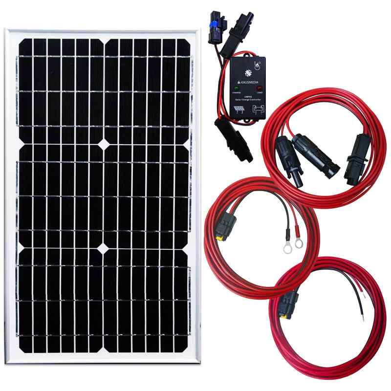 KAUSMEDIA 電気柵 外部機器用 20W 防水 ソーラー 充電 セット 12V バッテリー 充電用 チャージコントローラー電気柵 本体 取扱説明書付 乾電池より省エネ 維持充電 発電蓄電 太陽光発電 セット |バンブ