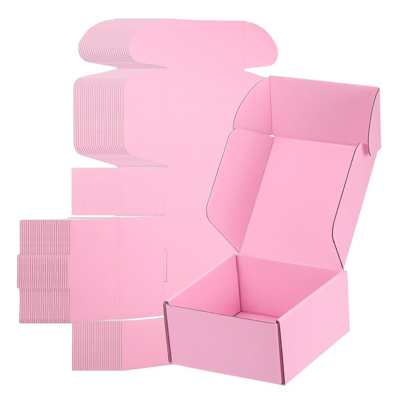 PATIKIL 小ちゃい商行為向け6x6x3段ボールはい其れは其れは箱、25枚入り口・入口手工芸品差し上げ物荷拵え用波状送りとどける箱（ピンク色）