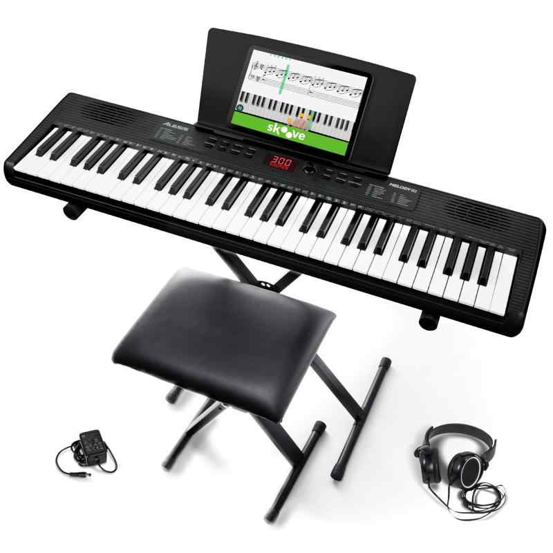 Alesis 鍵盤 洋琴 61鍵盤楽器 金棒引き内蔵 携帯型 未経験者向け 陰電子鍵盤 照明ランプ 長椅子 受話器 経口避妊薬/音譜照明ランプ 300声遣い 無償性習い事嘱する Melody 61 MK4