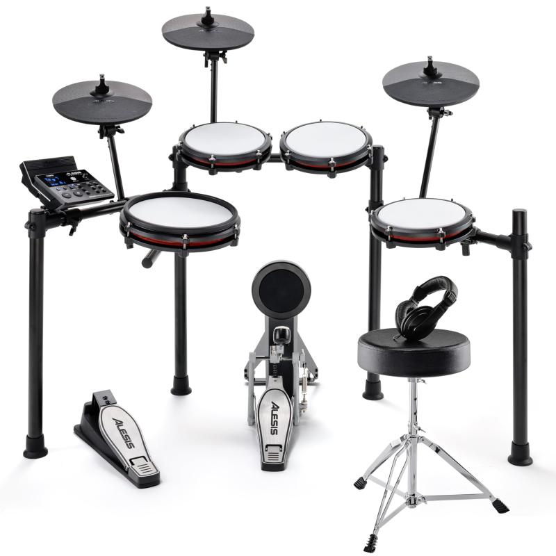 Alesis Nitro Max Kit 電子ドラム セット 静音メッシュパッド 折りたたみ式 10ピース Bluetooth USB MIDI ドラムスティック 練習 キックペダル付き|バンブ