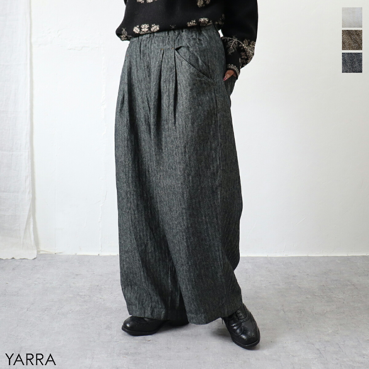 【お得品目|20％オフセール】\u003cbr /\u003eYARRA（ヤラ）綿麻デザインタックパンツ