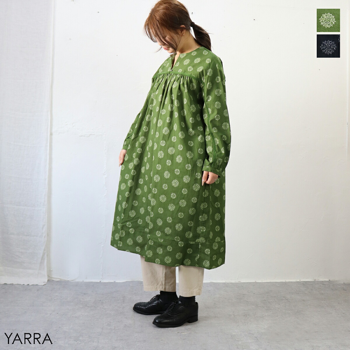 【お得アイテム|40%オフセール】YARRA(ヤラ)INDIAパイピングデザインプリントワンピース|bambooleaf.