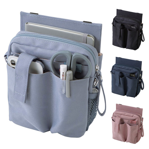 【同色10個セット】 文具 エプロンバッグ ホルダー BE022 （ベルトは別売です） ファスナータイプ クツワ 医療 ナース 看護 介護 保育士 バッグ ポーチ エプロンバッグ 理容 美容 メイク ナースポーチ ブラック/ブルー/ネイビー/ピンク