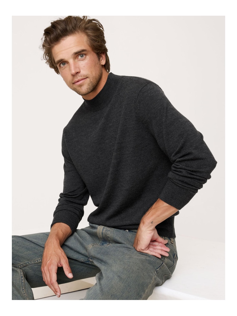 (M)メリノ モックネックセーター BANANA REPUBLIC バナナ・リパブリック トップス ニット ブラウン ネイビー グレー【送料無料】[ Fashion]