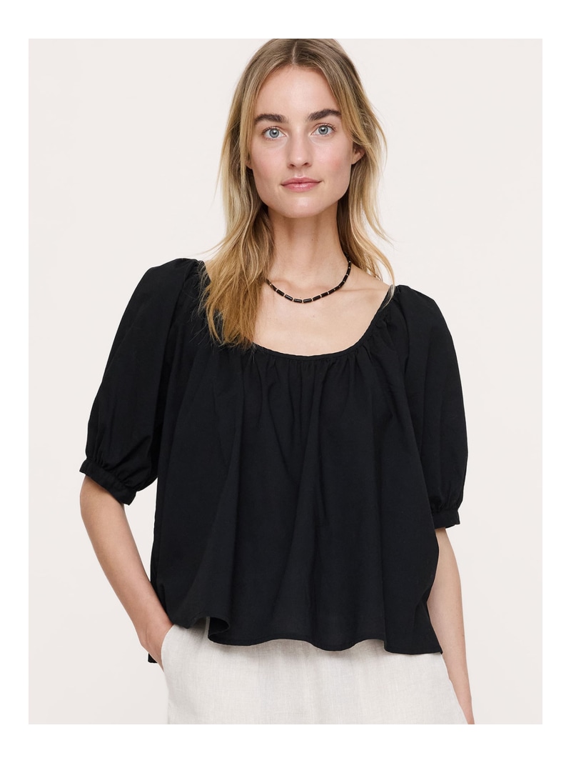 【SALE／15%OFF】(W)ブリージー 綿織物 スコップのど首いの一番 BANANA REPUBLIC バナナ・リパブリック トップス カットソー・プルオーバー 黒いこと 白いこと【RBA_E】【貨物輸送無料】[ Fashion]