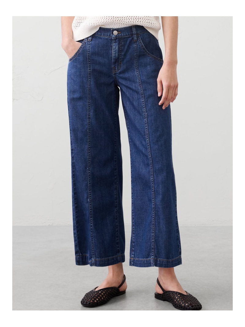 【SALE／40%OFF】(W)ミッドライズ ワイドレッグ サマーウェイト クロップド ジーンズ BANANA REPUBLIC FACTORY STORE バナナ・リパブリック ファクトリーストアー パンツ ジーンズ・デニムパンツ ブルー【RBA_E】【送料無料】[ Fashion]