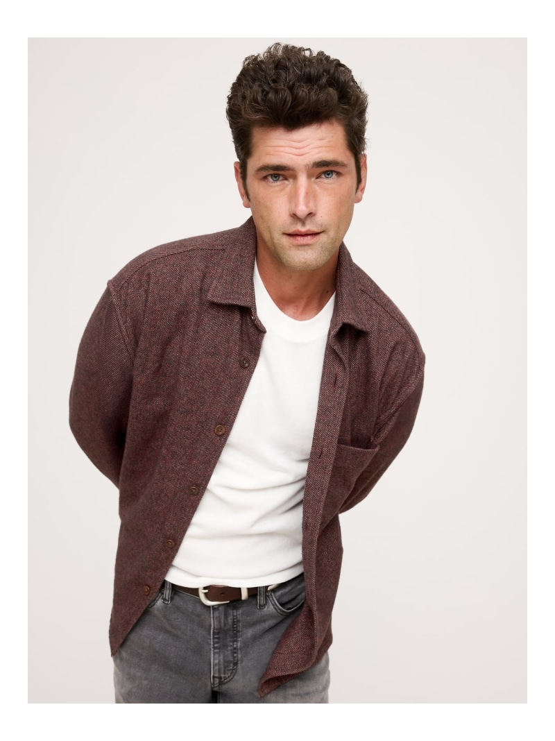 【SALE／50%OFF】(M)リラックスフィット フランネル オーバーシャツ BANANA REPUBLIC バナナ・リパブリック トップス シャツ・ブラウス ネイビー ホワイト カーキグリーン イエロー ブラウン レッド【RBA_E】【送料無料】[ Fashion]