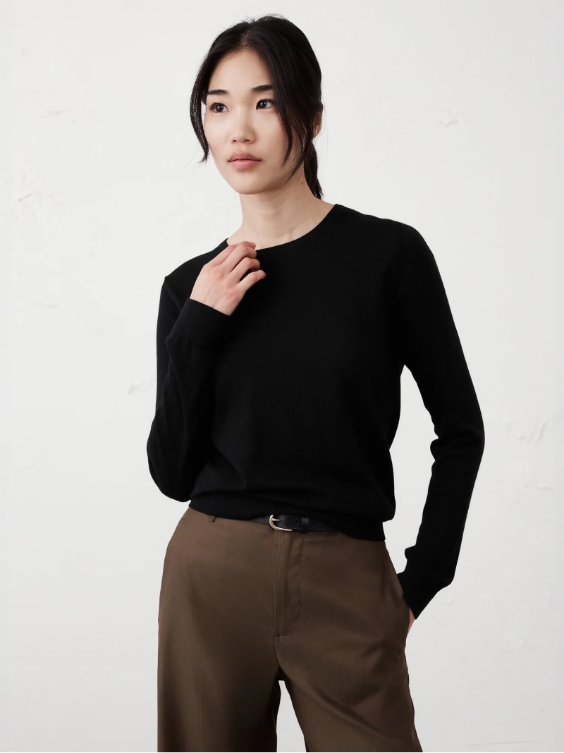 (W)BANANA REPUBLIC FACTORY STORE フォーエバークルーネックセーター BANANA REPUBLIC FACTORY STORE バナナ・リパブリック ファクトリーストアー トップス ニット レッド パープル ブラック ベージュ ブルー ピンク ホワイト グレー グリーン【送料無料】[ Fashion]