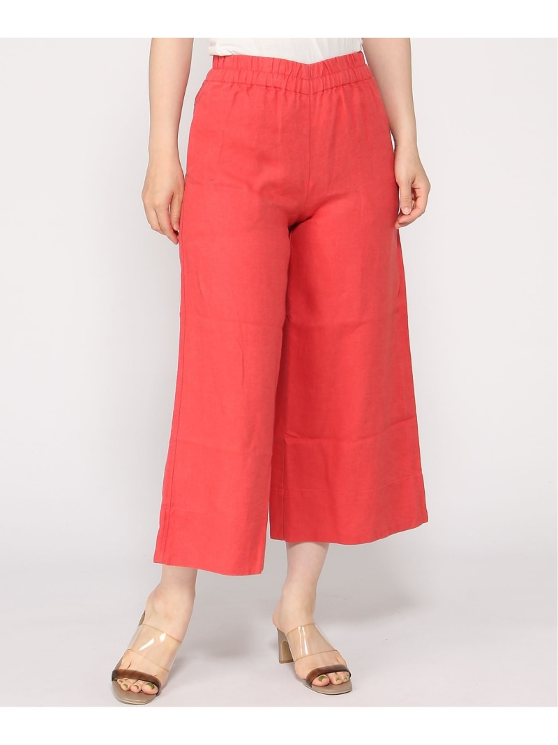 【SALE／15%OFF】(W)ハイライズ ワイドレッグ リネン プルオンアンクルパンツ BANANA REPUBLIC バナナ・リパブリック ズボン下 余分の物のズボン下 赤いこと 黒いこと 白いこと 赤銅色【RBA_E】【貨物輸送無料】[ Fashion]
