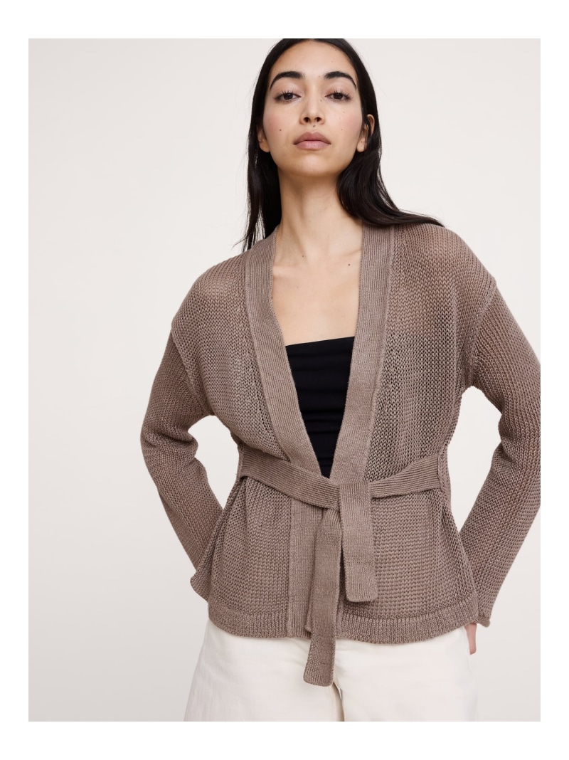 【SALE／60%OFF】(W)エアルーム リネン ラップ カーディガン BANANA REPUBLIC バナナ・リパブリック トップス カーディガン カーキグリーン ベージュ【RBA_E】【送料無料】[ Fashion]｜BANANA REPUBLIC