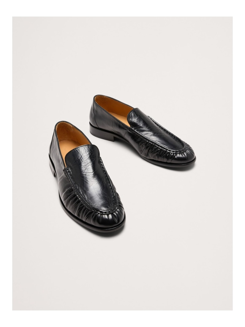 (M)レザー モックトゥ ローファー BANANA REPUBLIC バナナ・リパブリック シューズ・靴 ローファー ブラック【送料無料】[ Fashion]