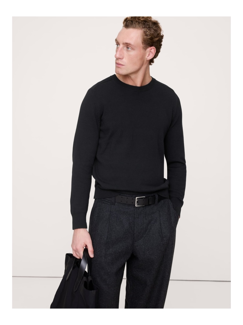 (M)コットン クルーネック セーター BANANA REPUBLIC バナナ・リパブリック トップス ニット ベージュ ブラック カーキグリーン ネイビー【送料無料】[ Fashion]