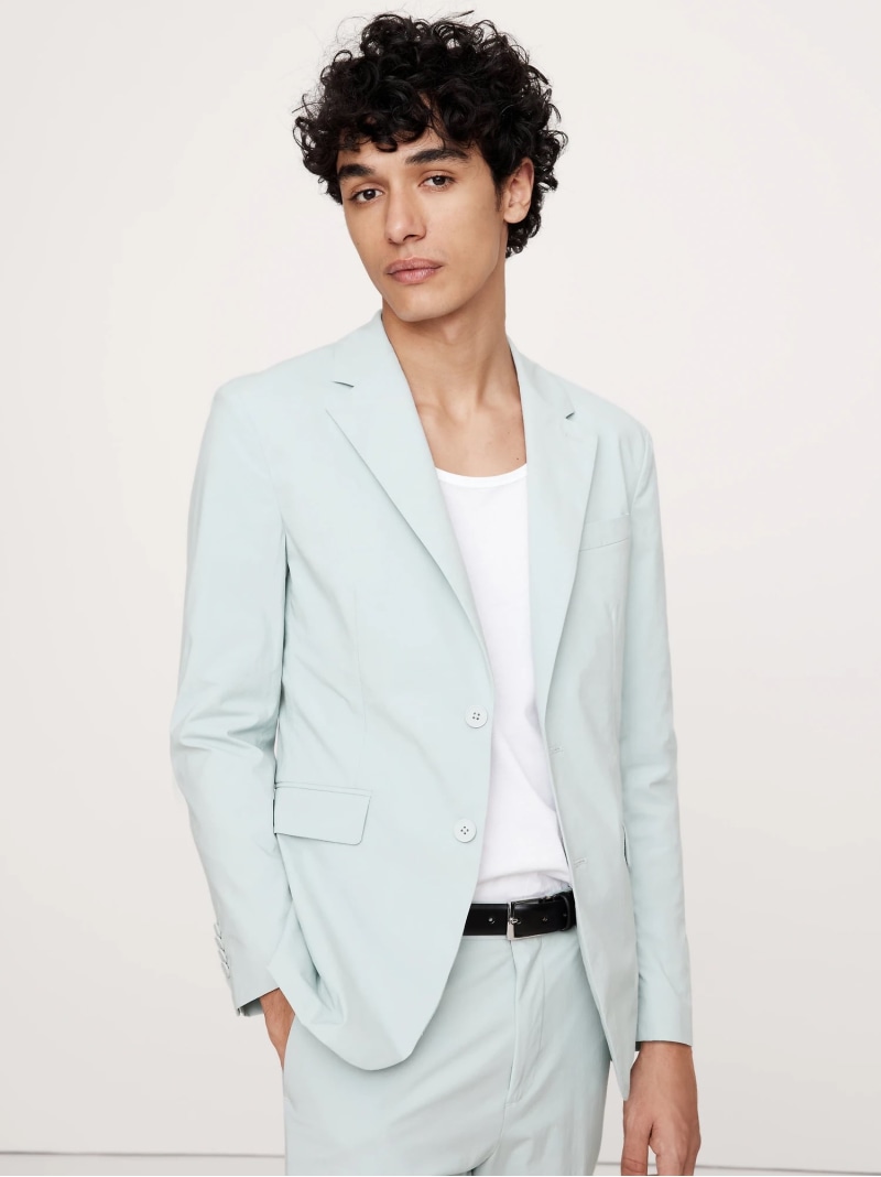 (M)パフォーマンス スーツジャケット BANANA REPUBLIC バナナ・リパブリック ジャケット・アウター テーラードジャケット・ブレザー ブルー ネイビー グレー【送料無料】[ Fashion]｜BANANA REPUBLIC