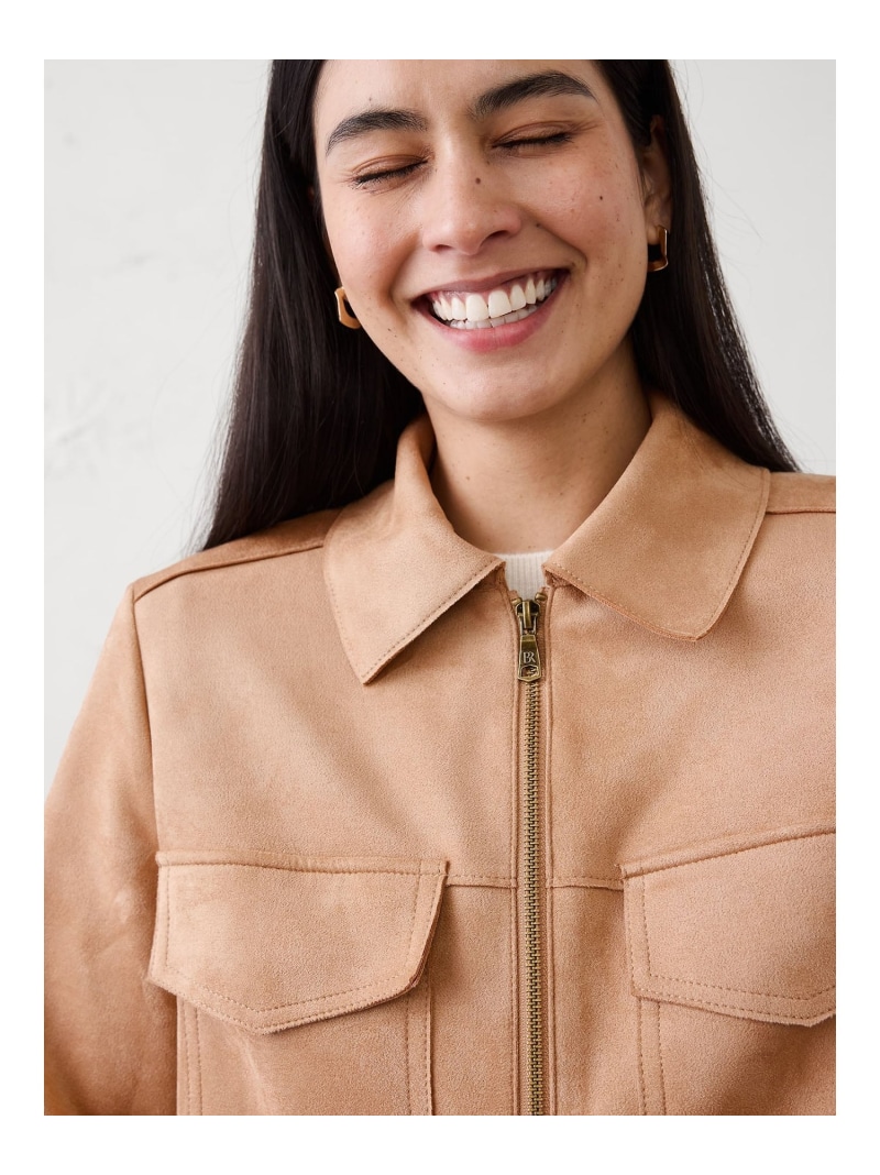 【SALE／50%OFF】(W)BANANA REPUBLIC FACTORY STORE　　ヴィーガン スエード クロップド ジャケット BANANA REPUBLIC FACTORY STORE バナナ・リパブリック ファクトリーストアー ジャケット・アウター その他のジャケット・アウター 【RBA_E】【送料無料】[ Fashion]