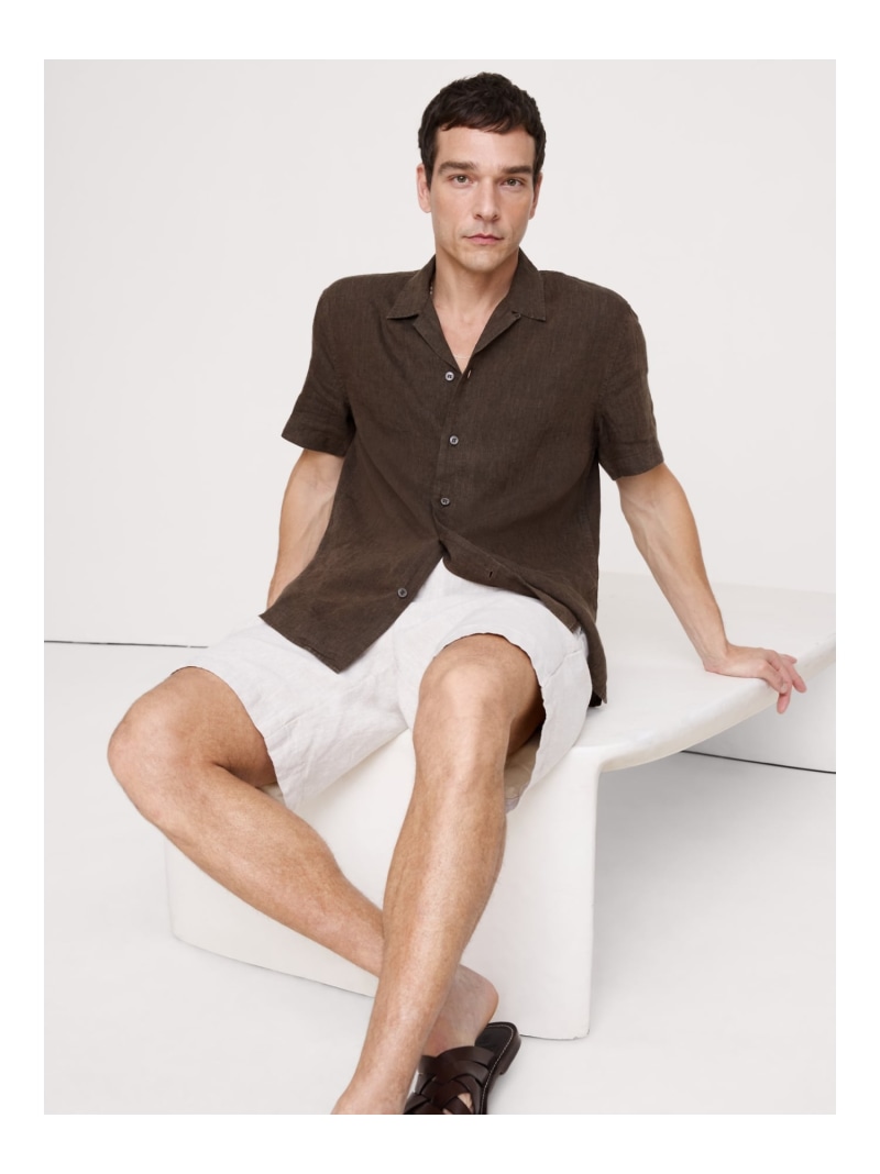 【SALE／15%OFF】(M)標準尺度填まる リネン たまり場プルオーバー BANANA REPUBLIC バナナ・リパブリック トップス プルオーバー・トップ オレンジ色 赤銅色【RBA_E】【貨物輸送無料】[ Fashion]