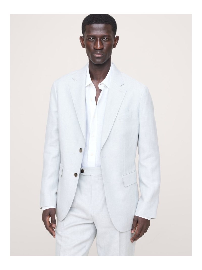 (M)ヘリンボーン リネン メリノ スーツジャケット BANANA REPUBLIC バナナ・リパブリック ジャケット・アウター テーラードジャケット・ブレザー ブルー【送料無料】[ Fashion] 35,750円