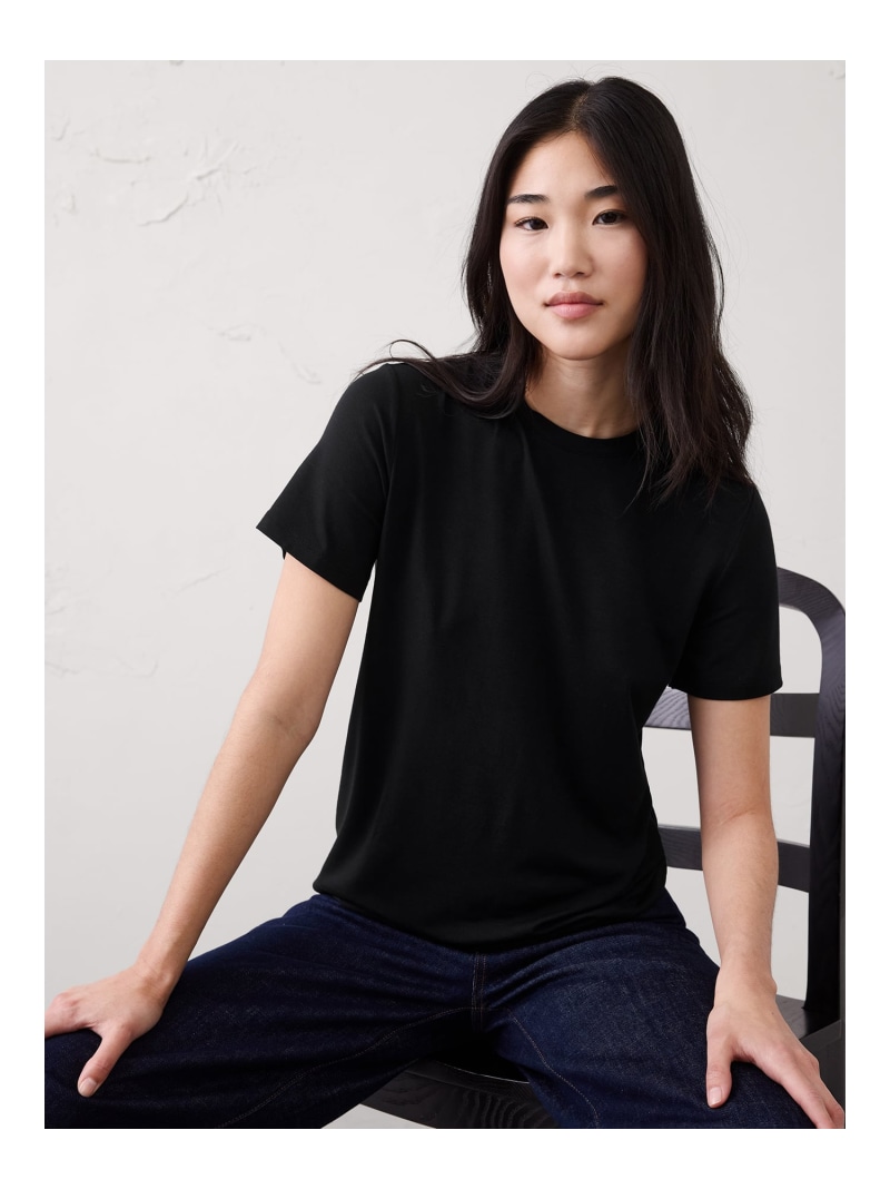 (W)日本限定 LUXE リュクスTシャツ BANANA REPUBLIC FACTORY STORE バナナ・リパブリック ファクトリーストアー トップス カットソー・Tシャツ ブラック ホワイト ネイビー【送料無料】[ Fashion]
