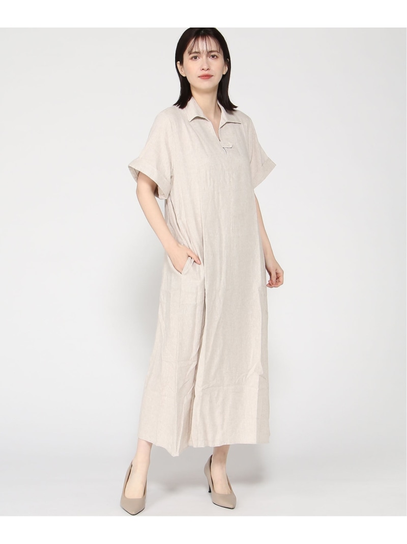 【SALE／21%OFF】(W)日本限定 リネンブレンド Aライン ワンピース BANANA REPUBLIC FACTORY STORE バナナ・リパブリック ファクトリーストアー ワンピース・ドレス ワンピース ネイビー ベージュ【RBA_E】【送料無料】[ Fashion]｜BANANA REPUBLIC