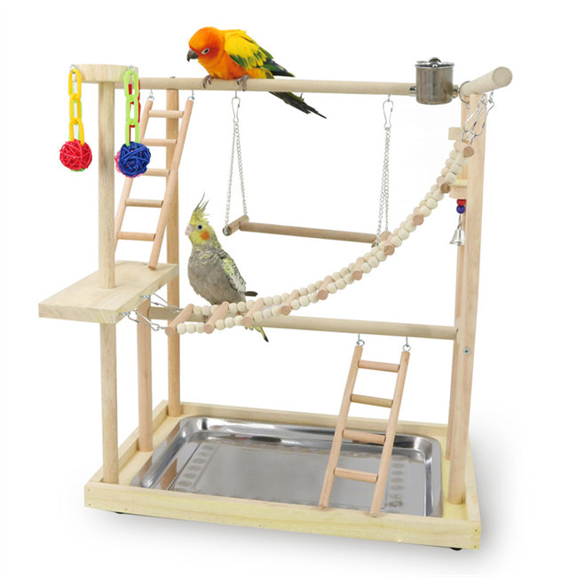 【高さ約54.5cm】インコ 遊び場 2層 バード はしご 食器 水器 鳥 巣 カゴ 遊園地 秋千 ラダー ベル 鳥の巣 鳥栖 オウムブランコ 鳥グッズ セキセイインコ 文鳥 アスレチック 玩具 スタンド 止まり木 原木 アスレチック 玩具