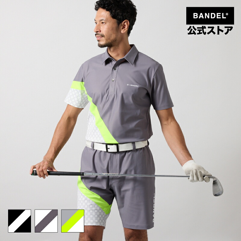 バンデル ゴルフ ALLOVER SWITCH  S/S POLO SHIRTS BANDEL 25SS スポーツシャツ 半袖 プルオーバー 白いこと 黒いこと メンズ 運動競技 成人男性 バンデルゴルフ【御召しもの】