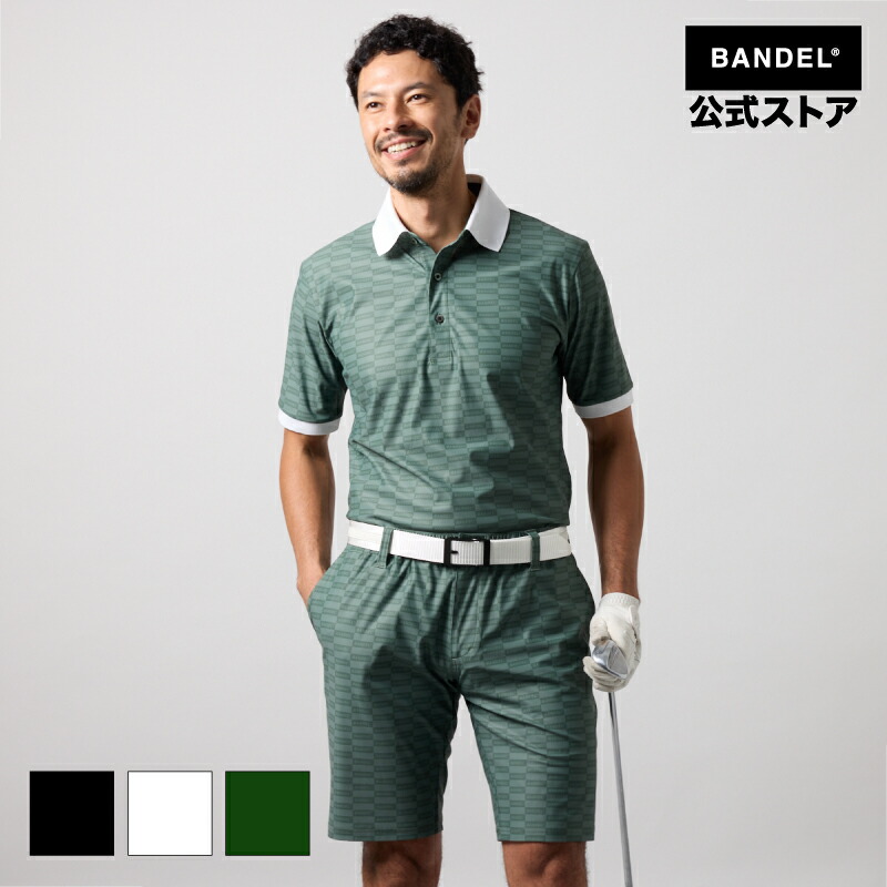 バンデル ゴルフ CHECKER S/S POLO SHIRTS BANDEL 25SS ポロシャツ 半袖 シャツ ホワイト ブラック メンズ スポーツ 男性 バンデルゴルフ【ウェア】