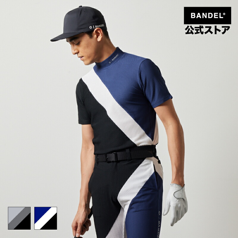 バンデル STRIPES SWITCH S/S MOCK NECK SHIRTS BANDEL 24SS スポーツシャツ ゴルフ プルオーバー 白いこと 黒いこと メンズ 運動競技 成人男性 バンデルゴルフ【御召しもの】