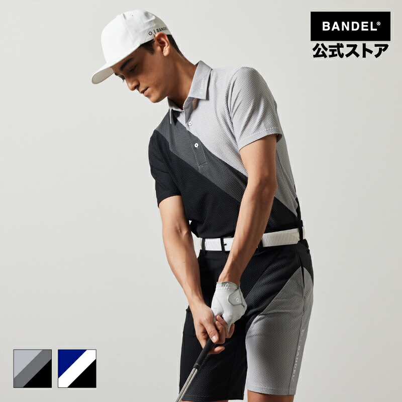 バンデルゴルフ bandel STRIPES SWITCH S/S POLO SHIRTS BANDEL 24SS スポーツシャツ 半袖 プルオーバー 白いこと 黒いこと バンデル ゴルフ メンズ 運動競技 成人男性【御召しもの】