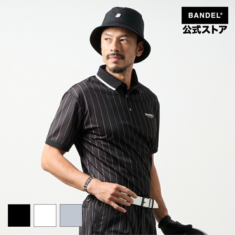 ピンストライプポロシャツ BANDEL バンデル ゴルフ ストライプポロシャツ メンズ 半袖 吸汗速乾 UVカット ゴルフウェア｜BANDEL公式 店