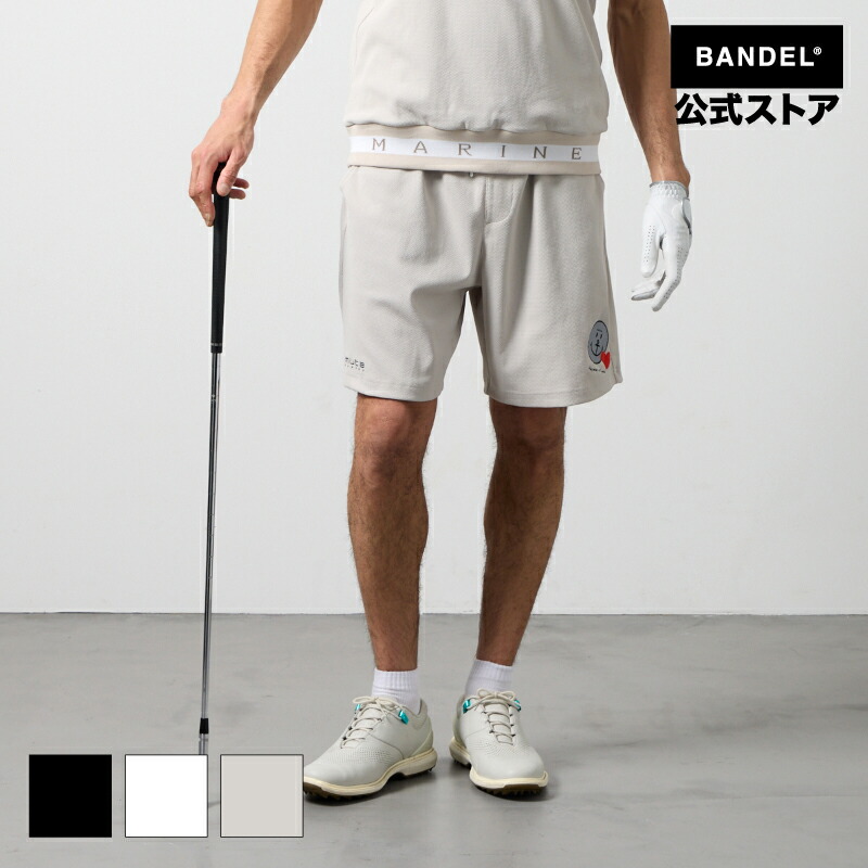 BANDEL×mutaポップコーンショートパンツ バンデル ムータ さる股引き 二分の一ズボン下 遊撃手ズボン下 ゴルフ 黒いこと黒 メンズ 運動競技 成人男性 バンデル ゴルフ【御召しもの】