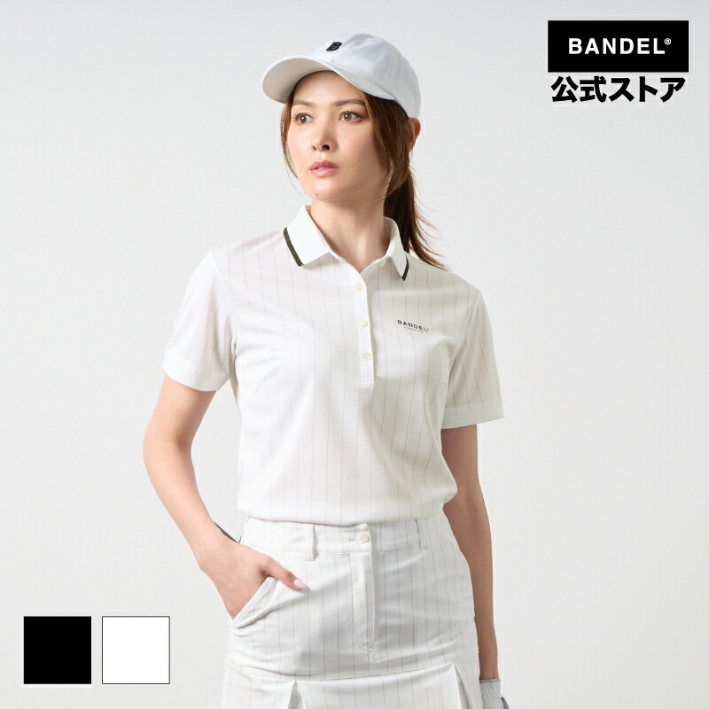 【5月上旬発売予定】ウィメンズ ピンストライプポロシャツ BANDEL バンデル ゴルフ ピンストライプポロシャツ レディース 半袖 吸汗速乾 ゴルフウェア
