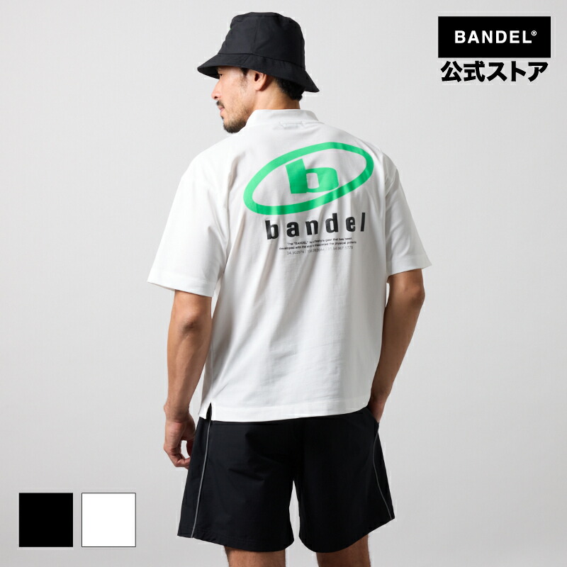 バンデル ゴルフ DIAGONAL OVAL LOGO S/S MOCK NECK SHIRTS BANDEL 25SS モックネック 半袖 ティーシャツ 白いこと 黒いこと メンズ 運動競技 成人男性 バンデルゴルフ