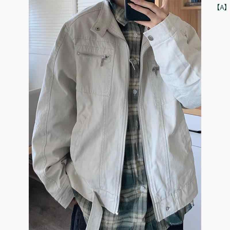メンズ 流行り物 春夏 秋冬 かっこいい オシャレ モテ 成人男性用 成人男性服  服 韓国 分かりやすい 成年者 アメリカン 薄墨色 白いこと  上衣 喨喨たる 相応う 照明ランプ色つや ジーンズ上衣 冷やりとした ジーンズ厚地の外套