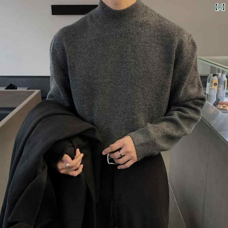 メンズ 流行り物 春夏 秋冬 かっこいい オシャレ モテ 成人男性用 成人男性服  服 韓国 分かりやすい 成年者 二分の一 タートルネックセーターナーシャツ 御前上等 好いたらしい プルオーバー