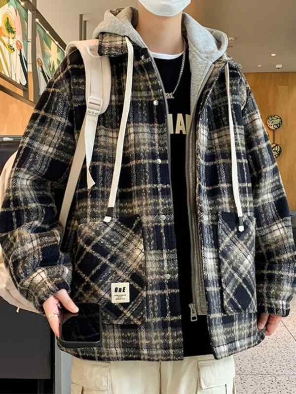 メンズ 流行り物 春夏 秋冬 かっこいい オシャレ モテ 成人男性用 成人男性服  服 韓国 分かりやすい 成年者 大きめ 大きさ ボンネット 背広 生あたたかい 綿  照合のしるし柄 厚地の外套
