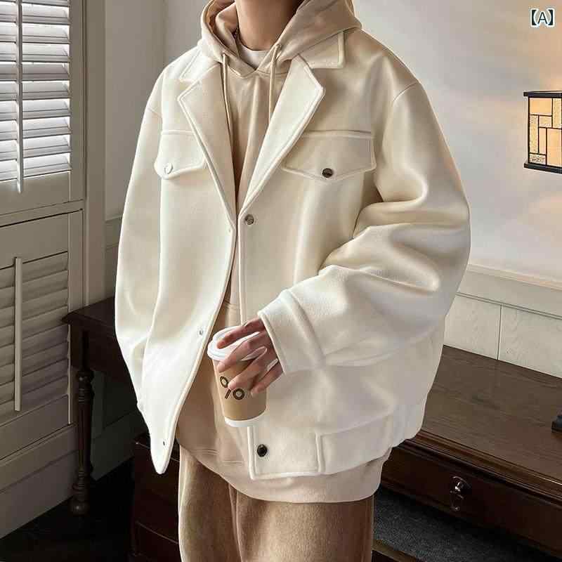 メンズ ファッション 春夏 秋冬 かっこいい オシャレ モテ 男性用 紳士服 服 韓国 シンプル 大人 大きめ　サイズ　　高級　ウール　ジャケット　厚手　ウール　英国　ボンバー　ジャケット