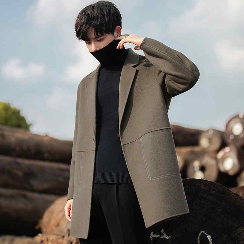 メンズ 流行り物 春夏 秋冬 かっこいい オシャレ モテ 成人男性用 成人男性服 服 韓国 分かりやすい 成年者 両面 羊毛 厚地の外套 真っただ中 レングス ハイエンド 羊毛 厚地の外套 遊撃手 上衣 天鵞絨 厚地の外套
