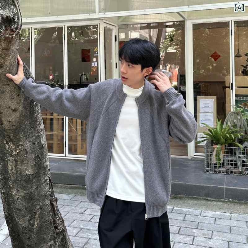 メンズ 流行り物 春夏 秋冬 かっこいい オシャレ モテ 成人男性用 成人男性服  服 韓国 分かりやすい 成年者  アメリカン レトロ 伸び伸びする 年寄りの 先だつもの ファスナー ジレー スウェーター 上衣 好いたらしい 編み物御召しもの