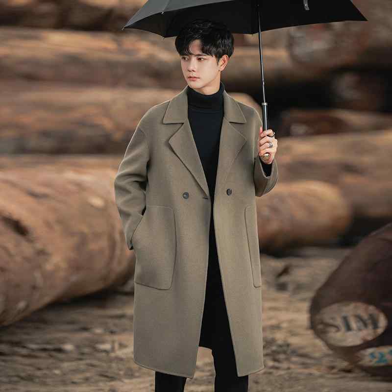メンズ 流行り物 春夏 秋冬 かっこいい オシャレ モテ 成人男性用 成人男性服 服 韓国 分かりやすい 成年者 両面 羊毛 厚地の外套 真っただ中丈 トレンチコート 膝上 丈 朦々たる 御前上等 羊毛 大層らしい 厚地の外套 服