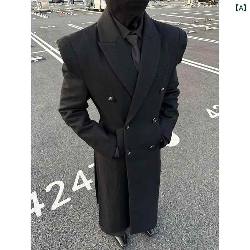 メンズ 流行り物 春夏 秋冬 かっこいい オシャレ モテ 成人男性用 成人男性服  服 韓国 分かりやすい 成年者 ゴッドファーザー 肩  黒いこと 羊毛 厚地の外套 ロング 連合王国 上衣 喨喨たる 相応う