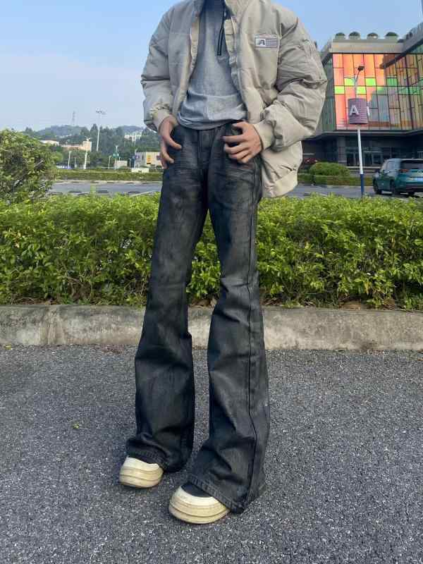 メンズ 流行り物 春夏 秋 冬 かっこいい オシャレ モテ 成人男性用 成人男性服 服 韓国 分かりやすい 成年者 アメリカン太陽フレア 重ね 履き 処理 デニム 立ち会い場 レングス ズボン下 ズボン・パンツ-メンズファッション