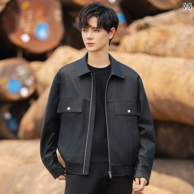 メンズ ファッション 春夏 秋冬 かっこいい オシャレ モテ 男性用 紳士服 服 韓国 シンプル 大人 　PU　レザージャケット　高級　アメリカン　ストリート　レトロ　トップス