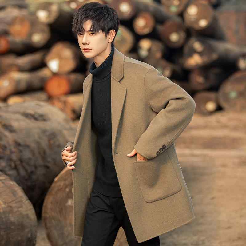 メンズ 流行り物 春夏 秋冬 かっこいい オシャレ モテ 成人男性用 成人男性服 服 韓国 分かりやすい 成年者 羊毛 厚地の外套 両面 背広 真っただ中丈 トレンチコート 御前上等 服