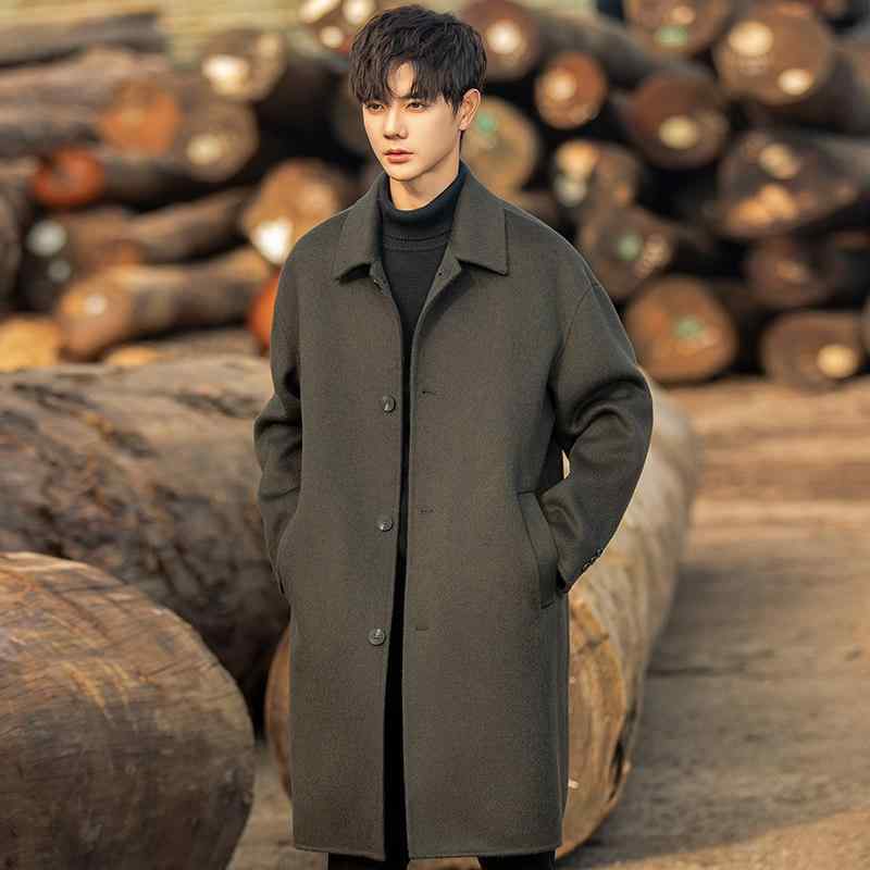 メンズ 流行り物 春夏 秋冬 かっこいい オシャレ モテ 成人男性用 成人男性服 服 韓国 分かりやすい 成年者 羊毛 大層らしい 厚地の外套 御前上等 ダブル人間の顔 羊毛 真っただ中丈 トレンチコート