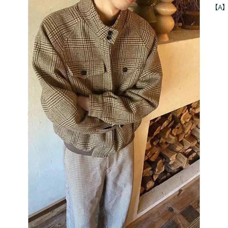 メンズ 流行り物 春夏 秋冬 かっこいい オシャレ モテ 成人男性用 成人男性服  服 韓国 分かりやすい 成年者 アメリカン チドリ透かし彫り 柄  羊毛 上衣 御前上等 遊撃手 照明ランプ色つや 喨喨たる 相応う 厚地の外套