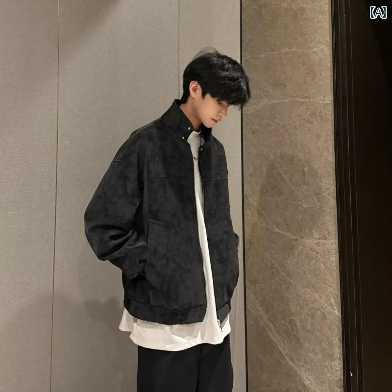 メンズ ファッション 春夏 秋冬 かっこいい オシャレ モテ 男性用 紳士服  服 韓国 シンプル 大人 レトロ タイダイ柄 PU レザー スタンドカラー ジャケット ユニセックス シック スタイリッシュ フィット 快適 カップル アウター