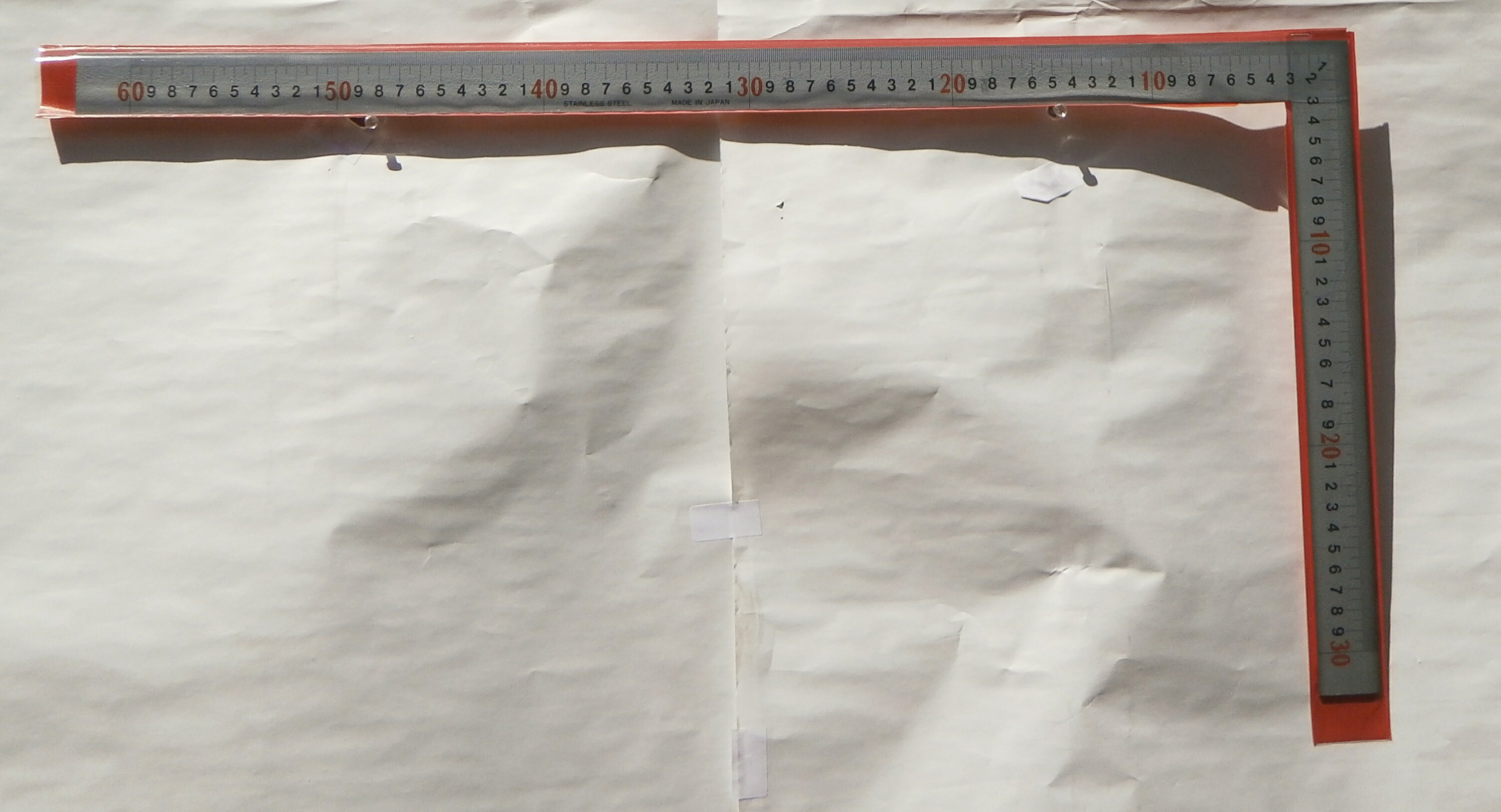 曲尺 中金 普及型 シルバー60&times;30cm 表裏同目 石材 材木 鋼材等 大きな物の測定・ケガキに便利です。｜替刃専門工場　燕三条店