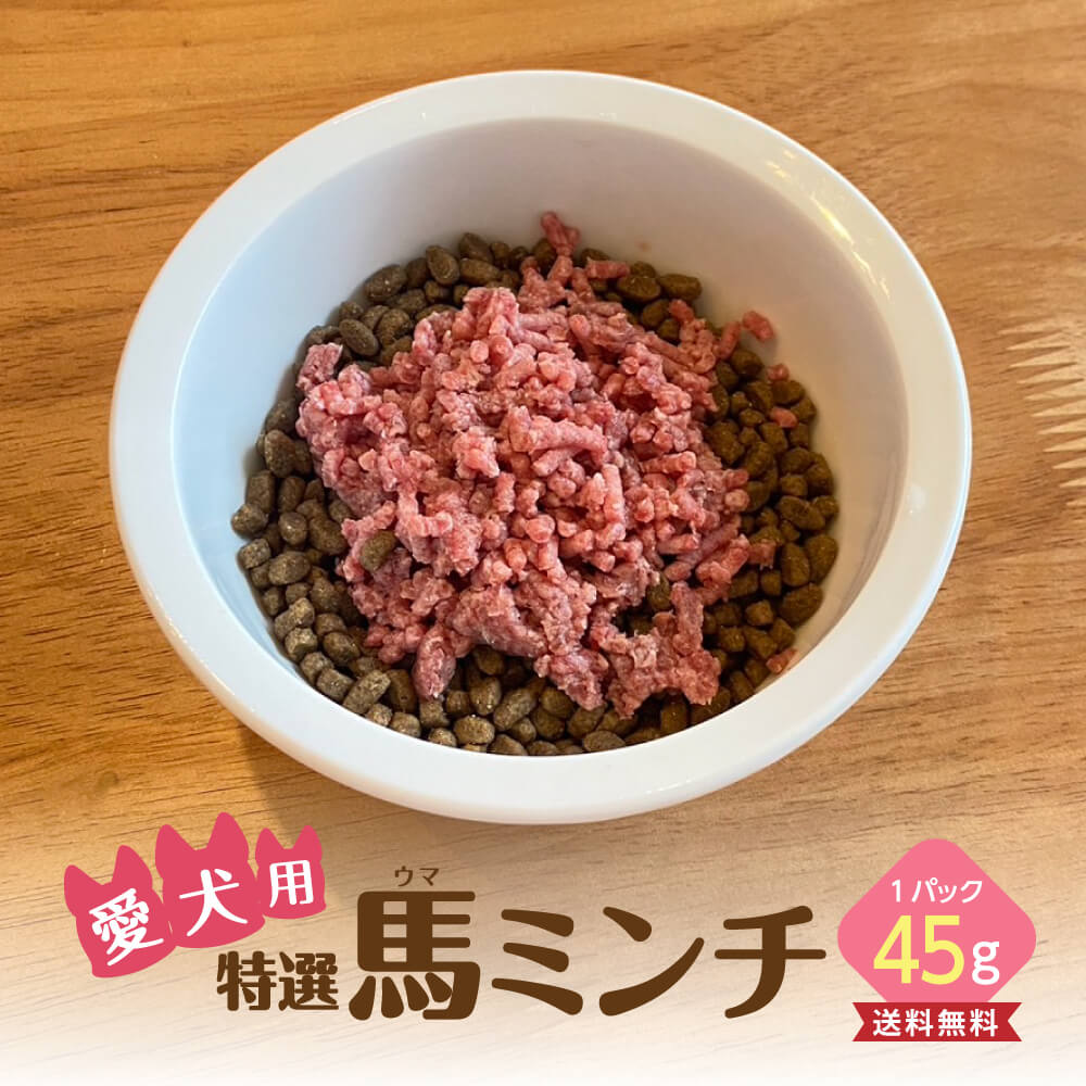 【おまとめ買い】★特選 馬ミンチ 無添加 （1パック45ｇ） 愛犬 犬 無添加 ドックフード 赤身 馬肉 ペット 定期購入 プレゼント 真空パック 長期保存 国産 クール便 土日祝発送 お歳暮 高タンパク 健康 毛並み 低脂肪 定期便 お中元