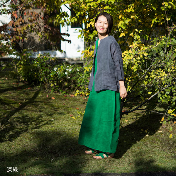 マキシワンピース深緑