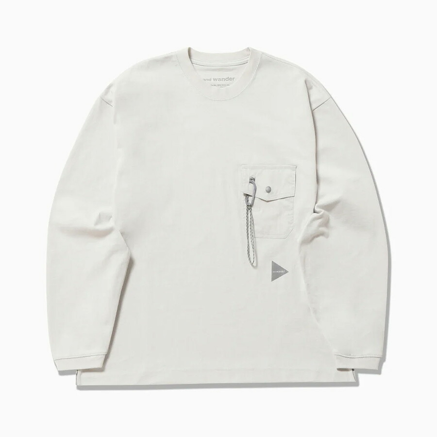 and wander heavy cotton pocket LS T ヘビーコットンポケットLS T LG